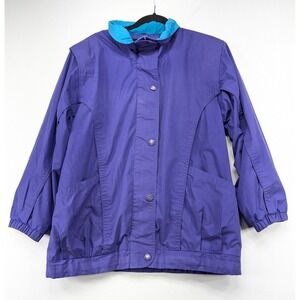 Pacific Trail Vintage 90s Windbreaker Jacket Purple Teal Large Retro Gorpcore